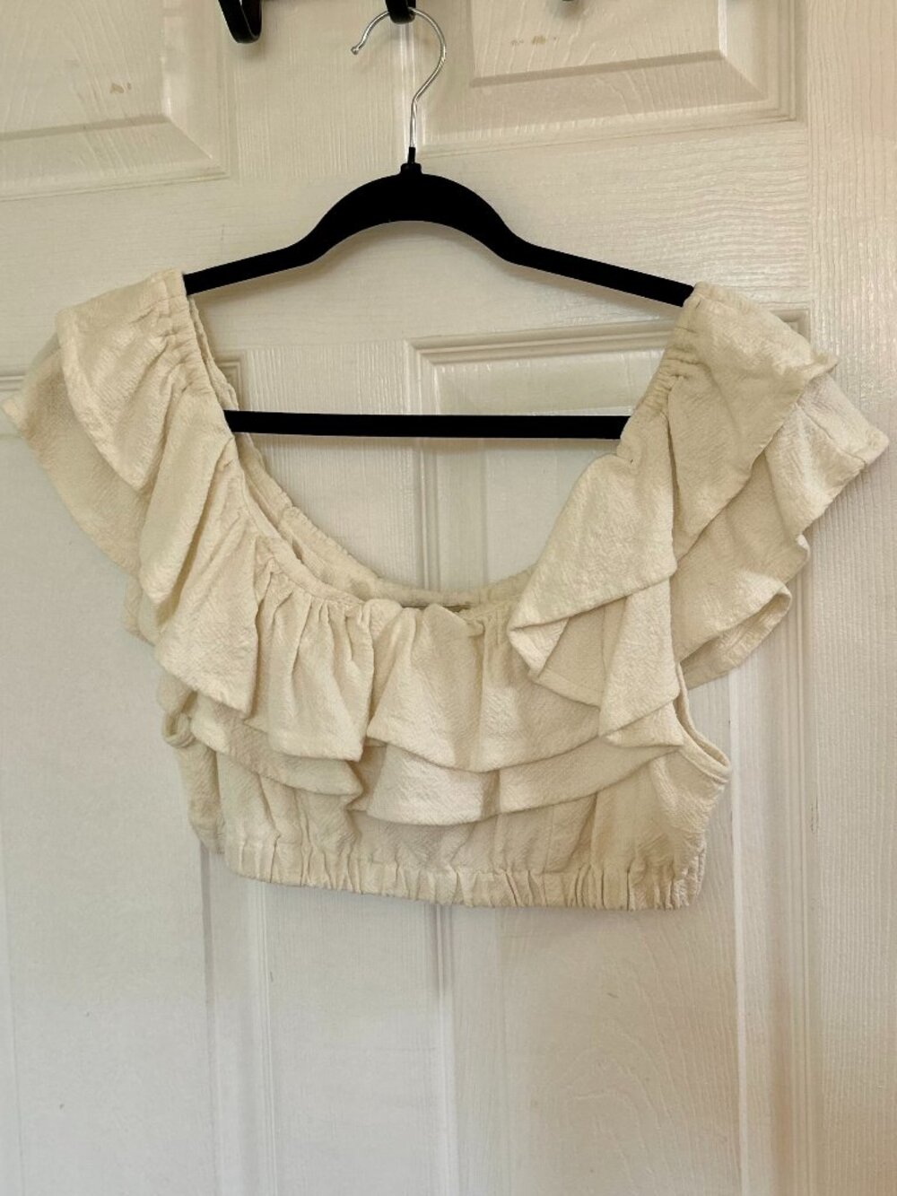 Fashion Brand Company Linen Ruffle Crop Top